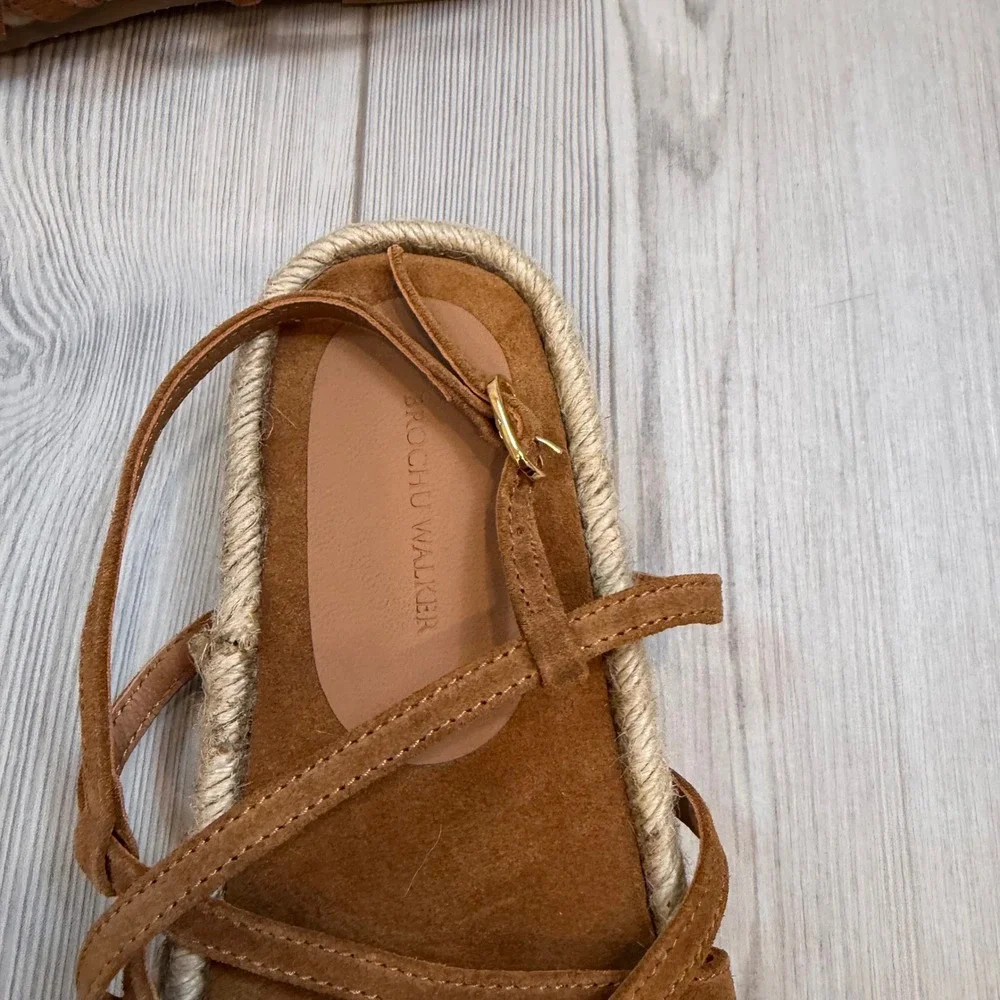 Brochu Walker 6 Dawson Brown Suede Strappy Espadrille Sandals Made in Portugal